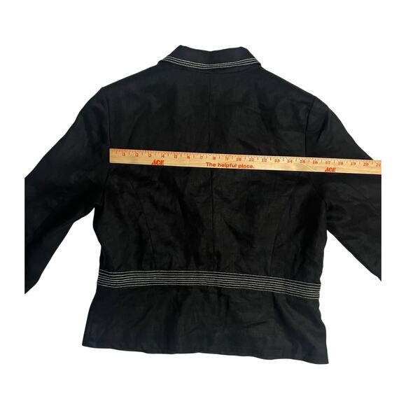 JM Collection Petite 3/4 Sleeve 100% Linen Black Beaded Blazer Jacket Size 10 P - Picture 12 of 13